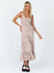 Princess Polly  Caleb Maxi Dress Brown / White