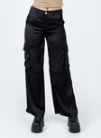 product Princess Polly High Waisted Pants High Waisted Pants  Zora Satin Cargo Pant Black