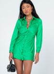 front view of model wearing Princess Polly Zena Mini Dress Green 