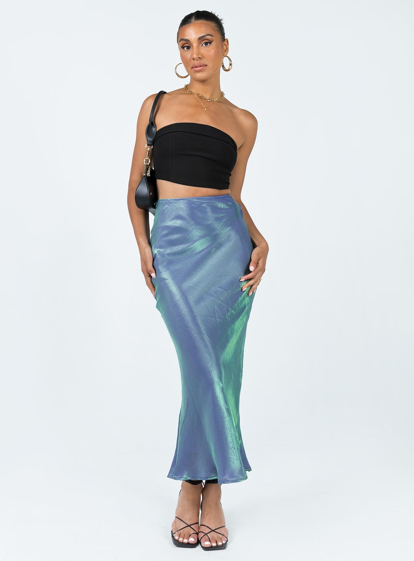 Elise Skirt Black Velvet Mermaid Skirt With Textured Rose Satin