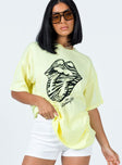 front view of model wearing Princess Polly The Rolling Stones Start Me Up Oversized Tee Green 