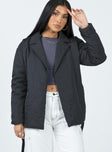 Puffer jacket Lapel collar Removable waist tie Twin hip pockets Non-stretch