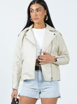PU Jacket Double point collar Zip fastening at front Double zip pockets on front Zip at cuffs Silver hardware