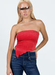 product Princess Polly Sleeveless Asymmetric Neckline  Carrow Strapless Top Red