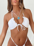 Summer Ruched Tie Bikini Top White