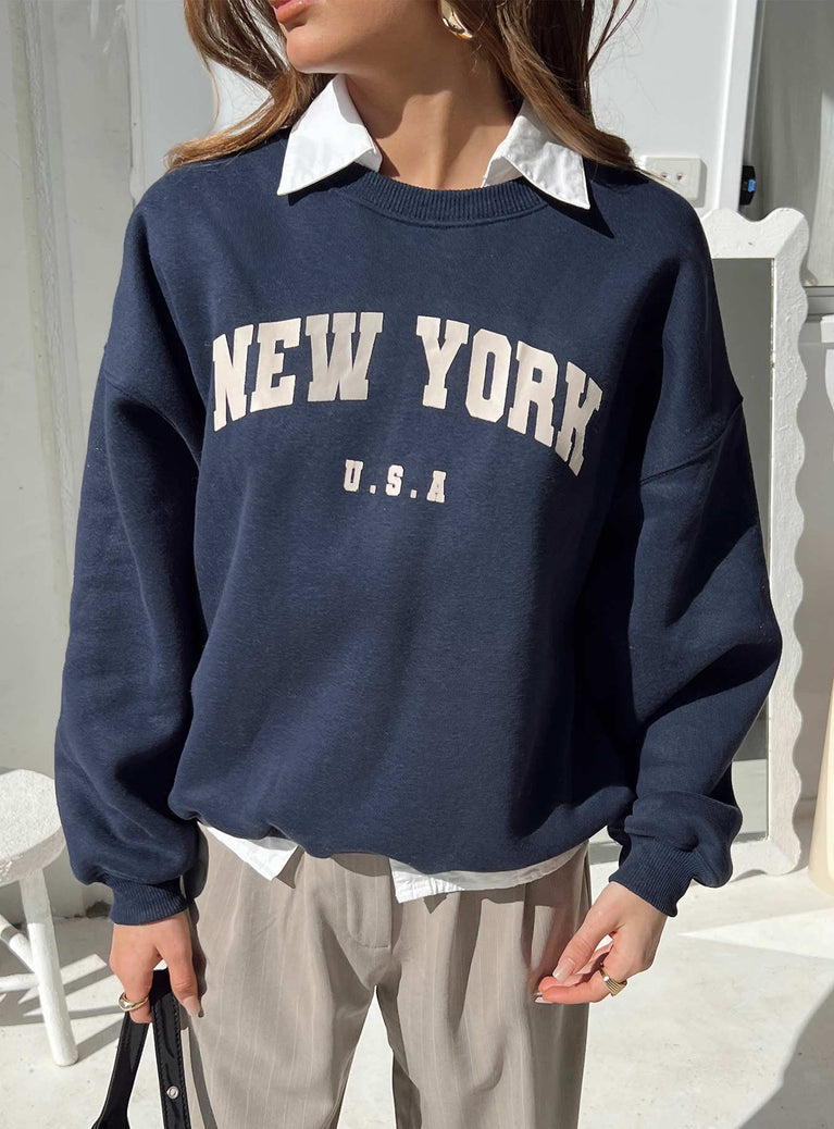 New York Crewneck Sweatshirt | US 8 | Navy | Womens | Princess Polly