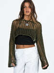 The Kennedy Cropped Sweater Olive Princess Polly  Cropped 
