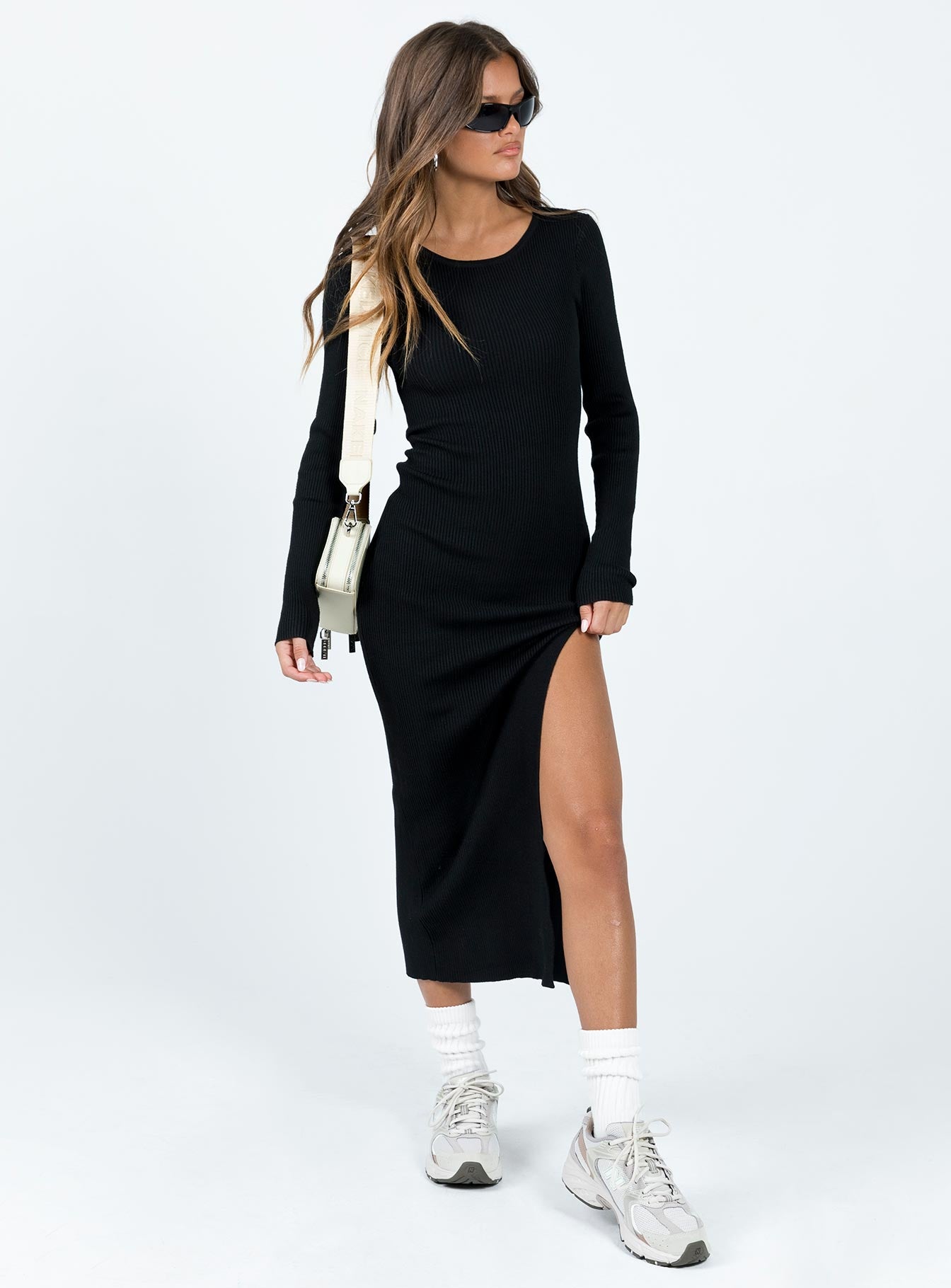 Fitro long sleeve maxi dress black