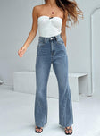 Princess Polly Low Rise  Chandra Flare Jeans Mid Wash Denim