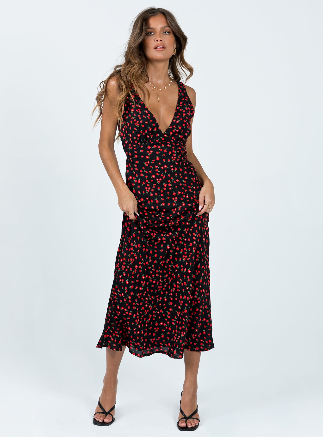 Princess Polly Nellie Floral Maxi Dress in Black/Red Floral at Nordstrom, Size 2 Princess Polly Nellie Floral Maxi Dress in Black/Red Floral at Nordstrom, Size 2