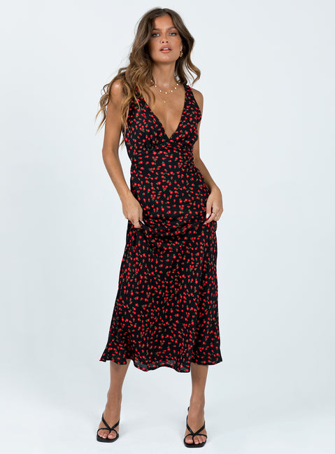 Nellie Maxi Dress Black/Red Floral | Princess Polly Nellie Maxi Dress Black/Red Floral | Princess Polly