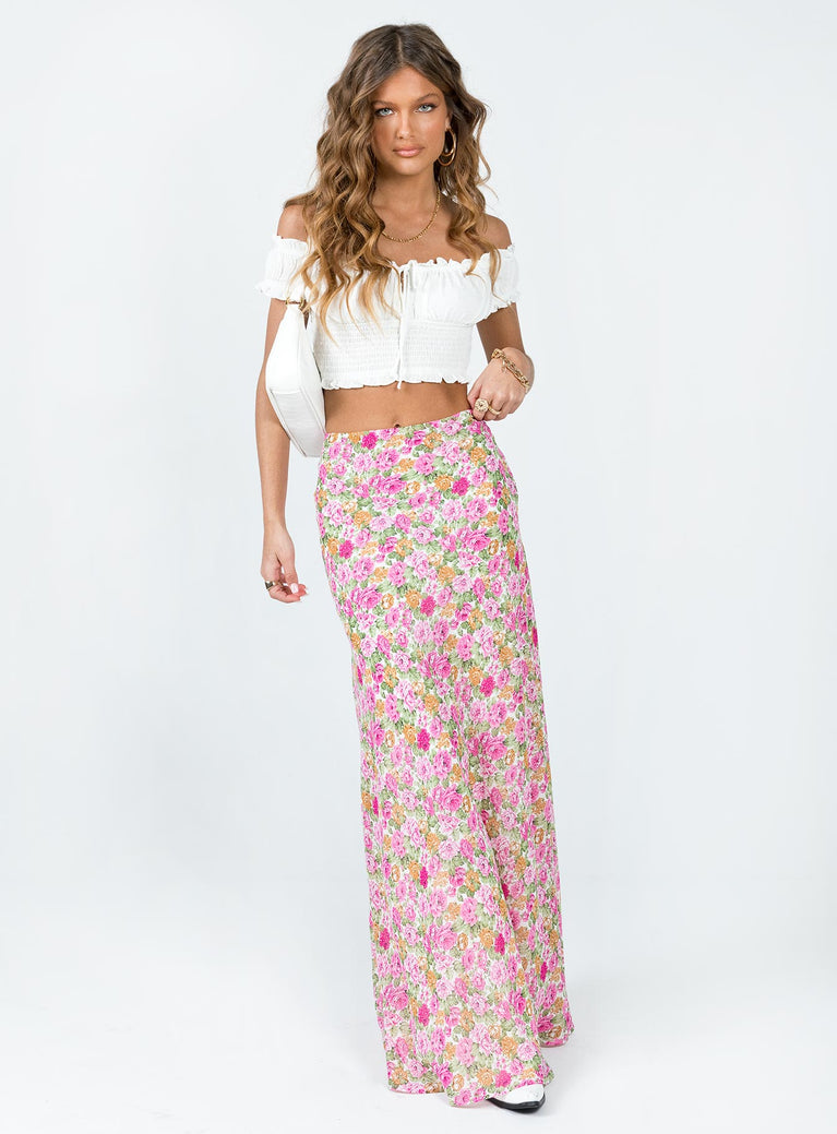   front view of model wearing Princess Polly Dale Maxi Skirt Multi Maxi 