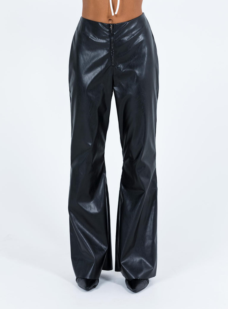 Valla Faux Leather Flare Pants Black