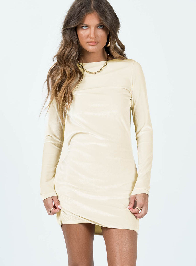 product Princess Polly High Neck  Chalene Velour Mini Dress Cream