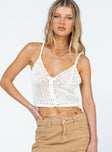 Crochet top 100% acrylic  Sheer design  Fixed shoulder straps  Button front fastening 