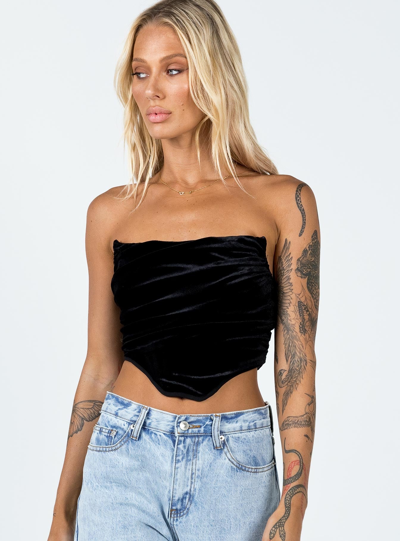 front view of model wearing Princess Polly Pardo Top Black 