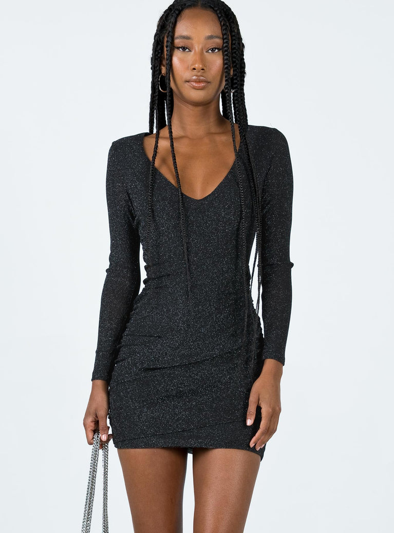 Monika Long Sleeve Mini Dress Black