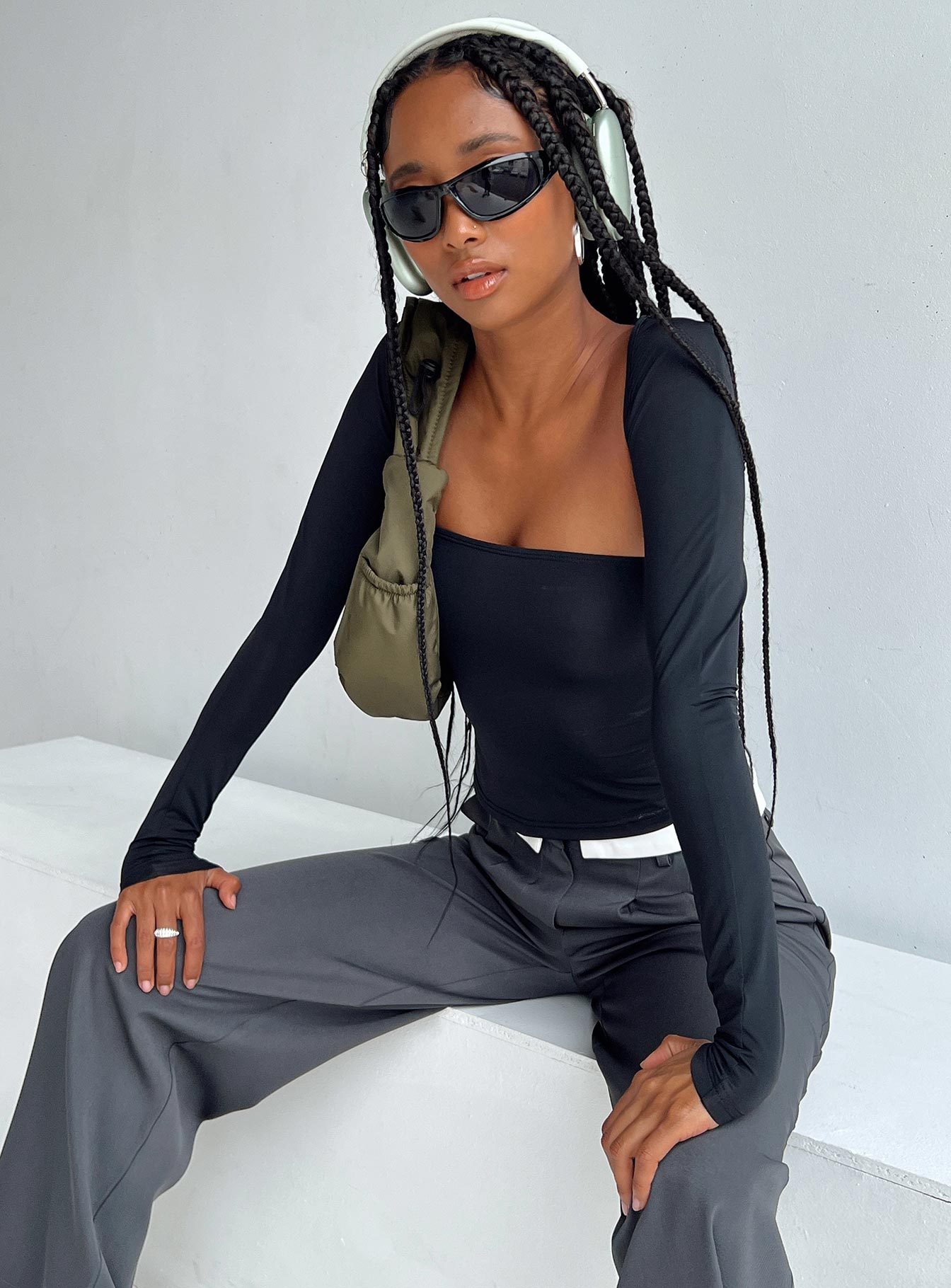 product Princess Polly Full Sleeves High Neck  Moran Two Piece Bolero Top Black