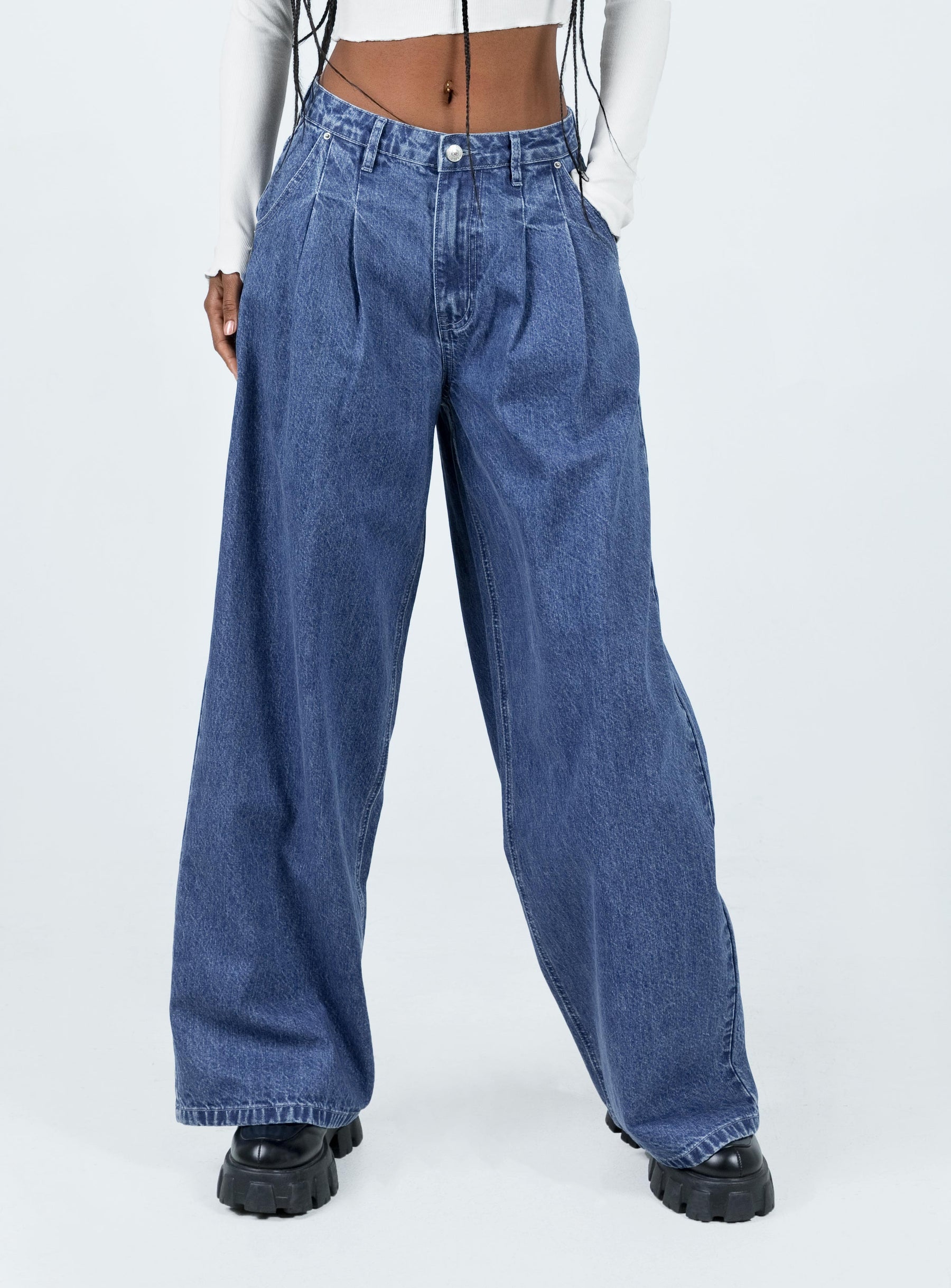 product Princess Polly High Waisted  Bakali Wide Leg Jeans Dark Wash