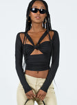 Long sleeve top Halter neck detail Tie back fastening Cut out detail at front & back Ruched sides