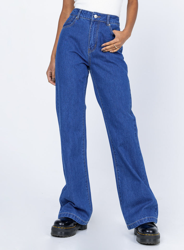 Princess Polly High Rise  Cannes Flare Denim Jeans