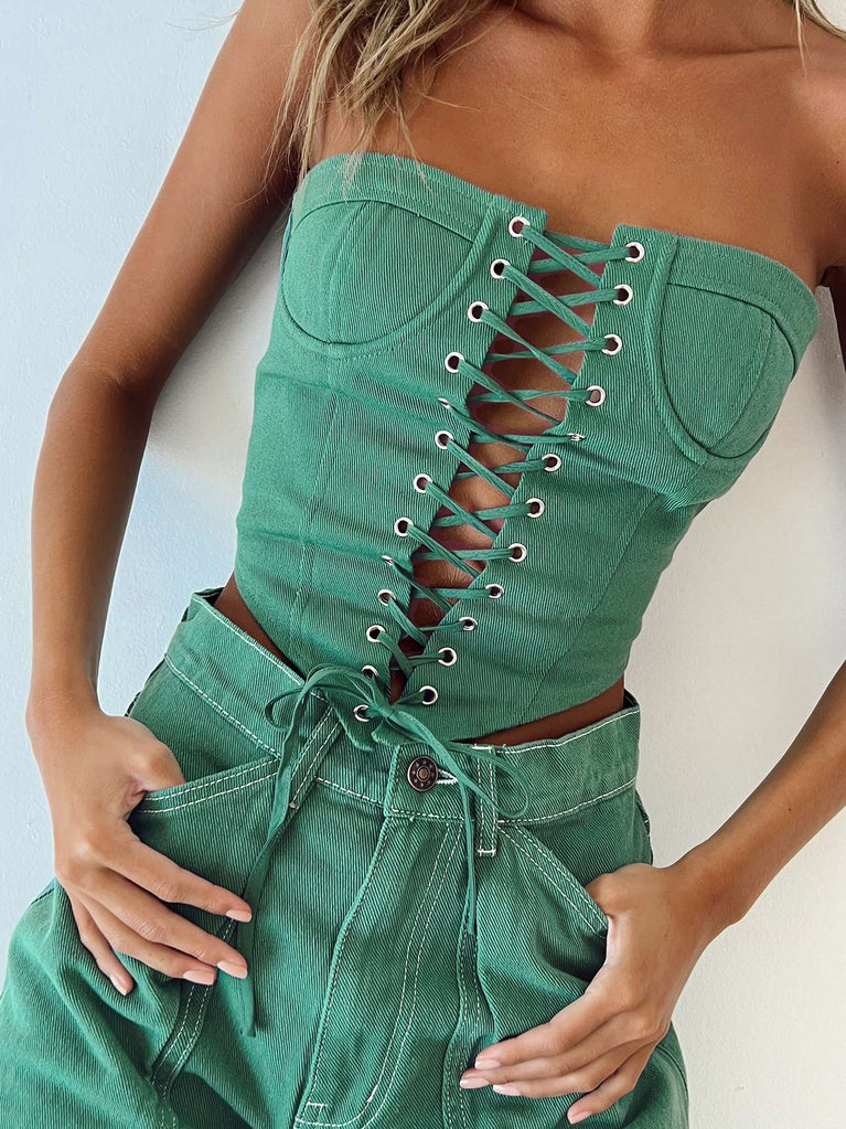 East Gate Corset Forest Green