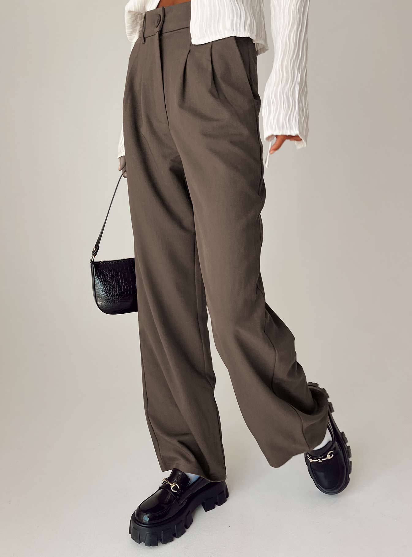 Formal Trouser: Browse Men Dark Brown Cotton Blend Formal Trouser on Cliths