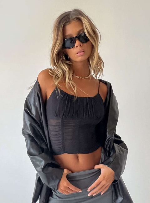 product Princess Polly Sleeveless Asymmetric Neckline  Concordia Top Black Low Impact