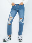 Princess Polly Mid Rise  Damion Ripped Mom Denim Jeans