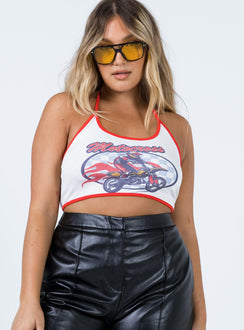 front view of model wearing Princess Polly Motocross Crop White 
