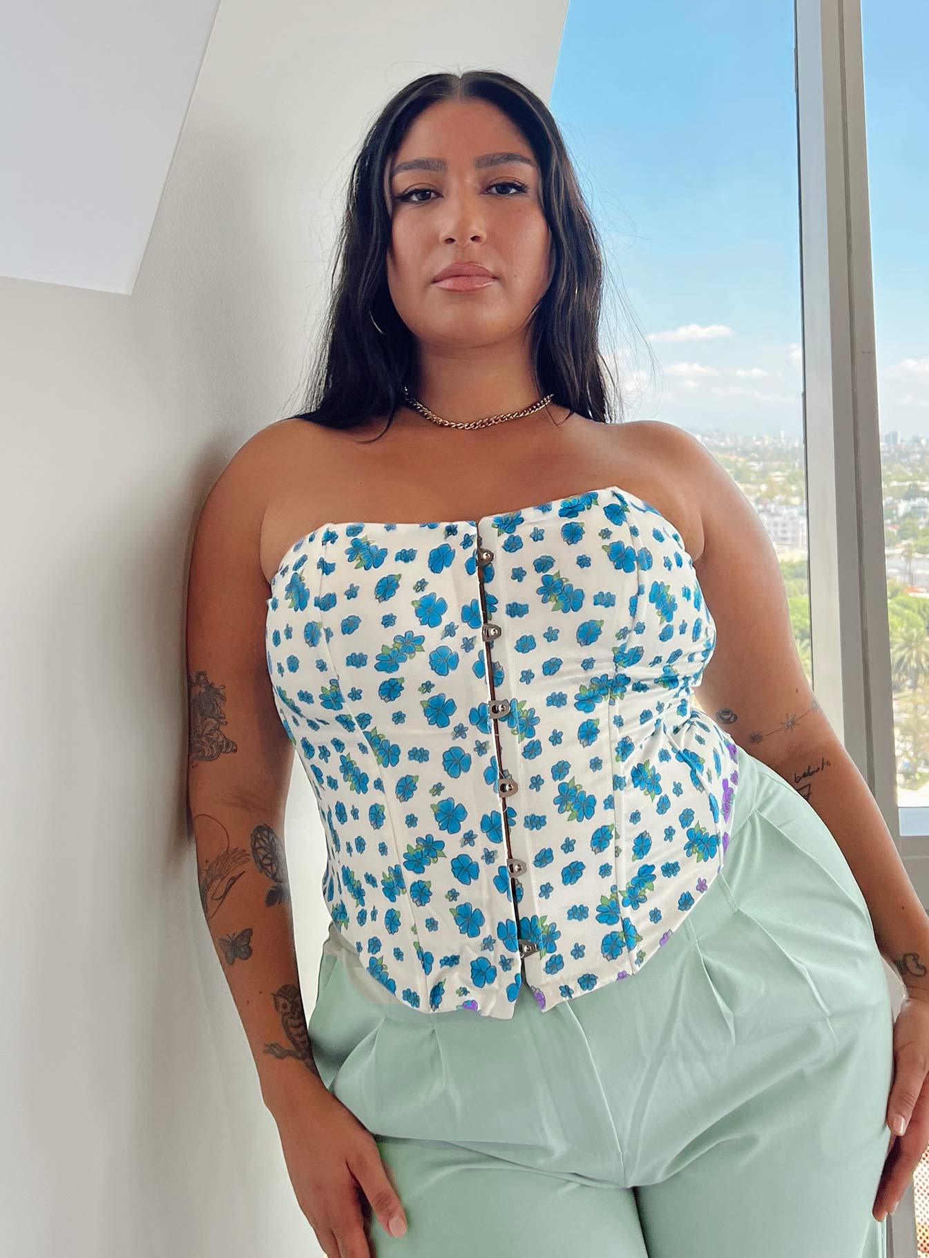 product Princess Polly Sleeveless Sweetheart  In The Moment Strapless Top White / Blue Curve