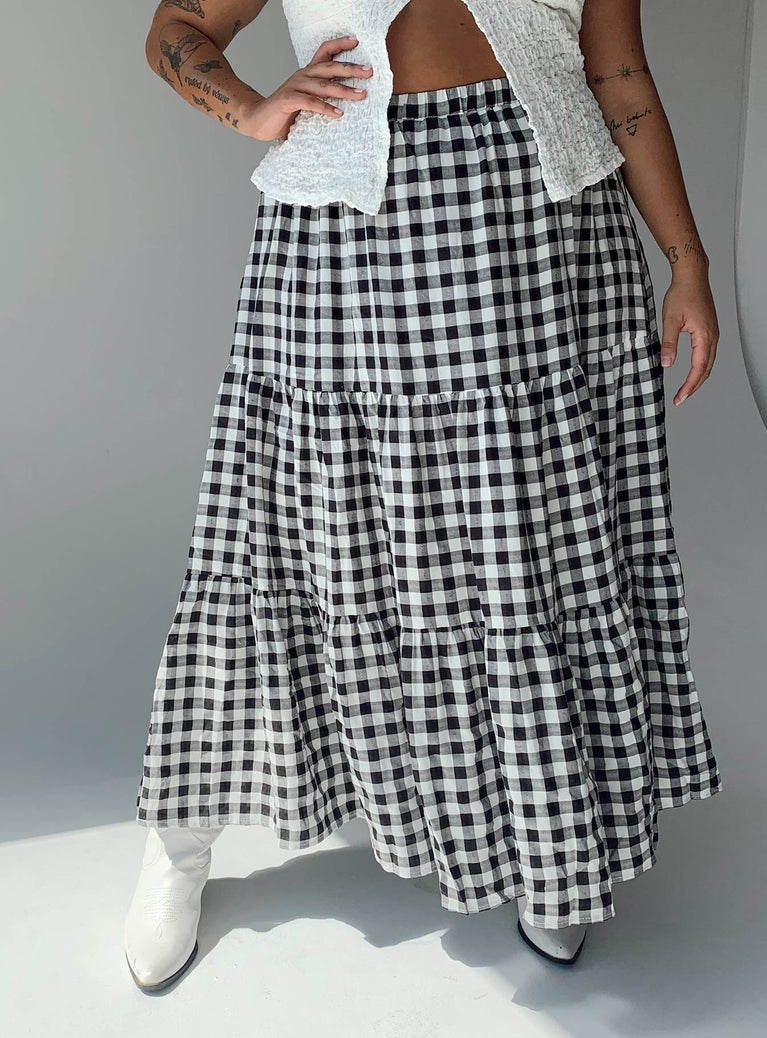 Hale Midi Skirt Black / White Curve Princess Polly  Maxi 