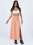   front view of model wearing Princess Polly Jamilla Maxi Skirt Orange 