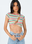 front view of model wearing Princess Polly Dianella Top Multi Sleeveless Crew Neck 