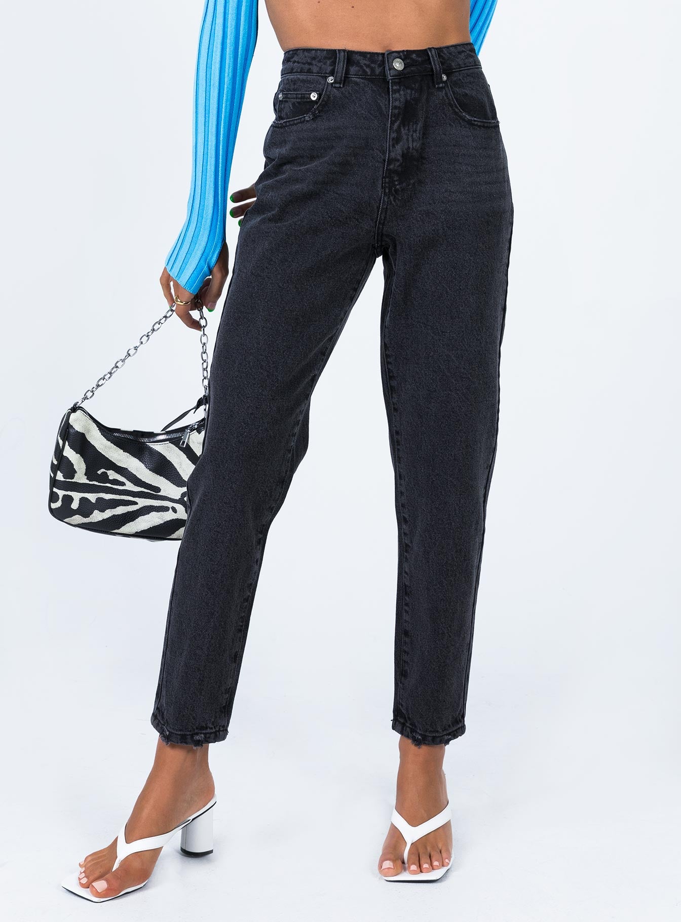 product Princess Polly High Waisted  Zaiden Straight Leg Jeans Black Denim