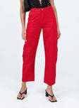 product Princess Polly High Waisted Pants  Schafer Wide Legs Jeans Red