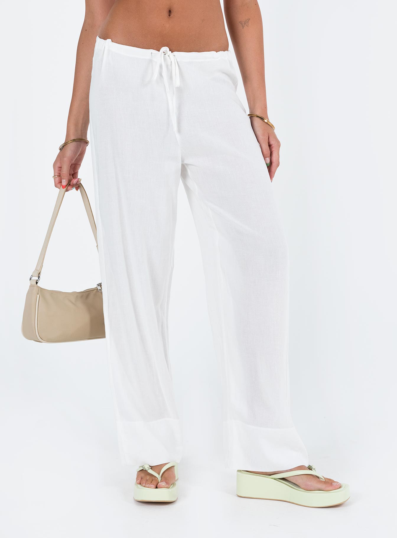 JNGSA Flowy Pants for Women Casual High Waisted Wide Leg Palazzo Pants  Trousers Solid Color Elastic Pants White 6 - Walmart.com
