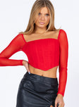 Beverly Long Sleeve Top Red
