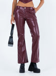 product Princess Polly  Yarella Mid Rise PU Pants Burgundy