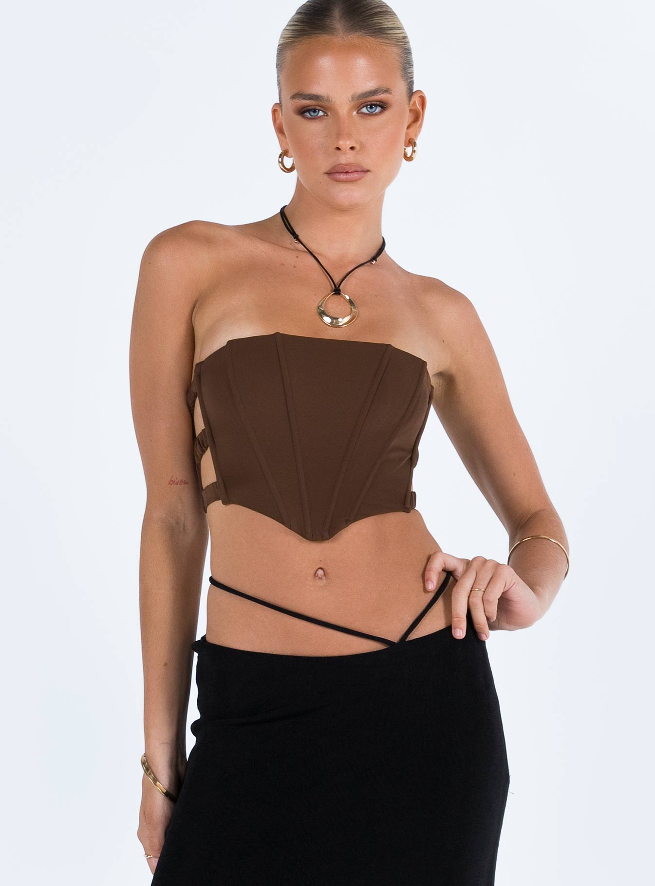 Strapless dress with pointed 2024 top