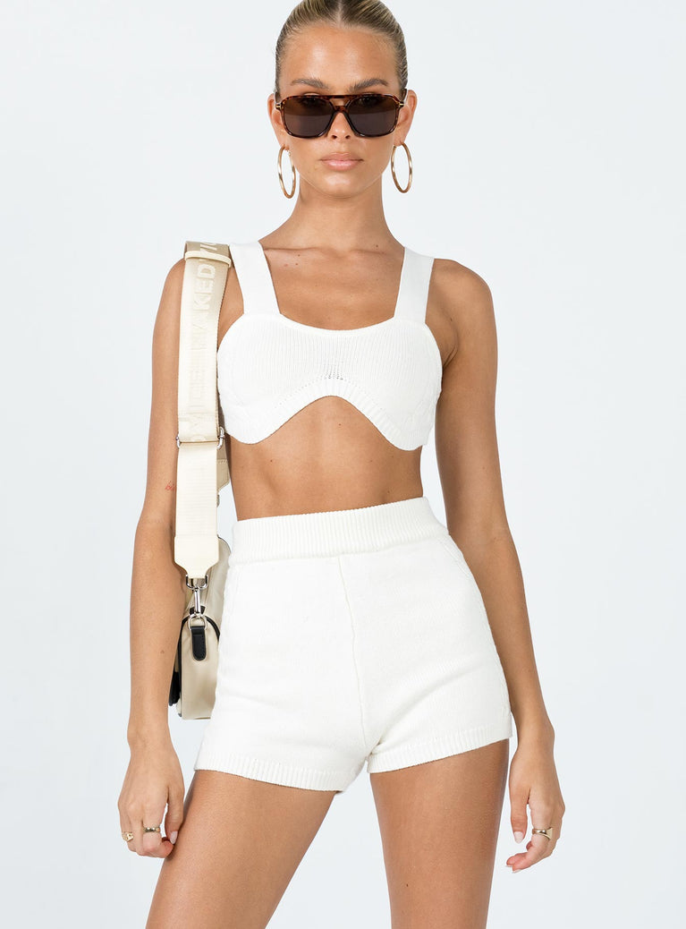 Cable knit set High waisted shorts Elasticated waistband  Crop top 