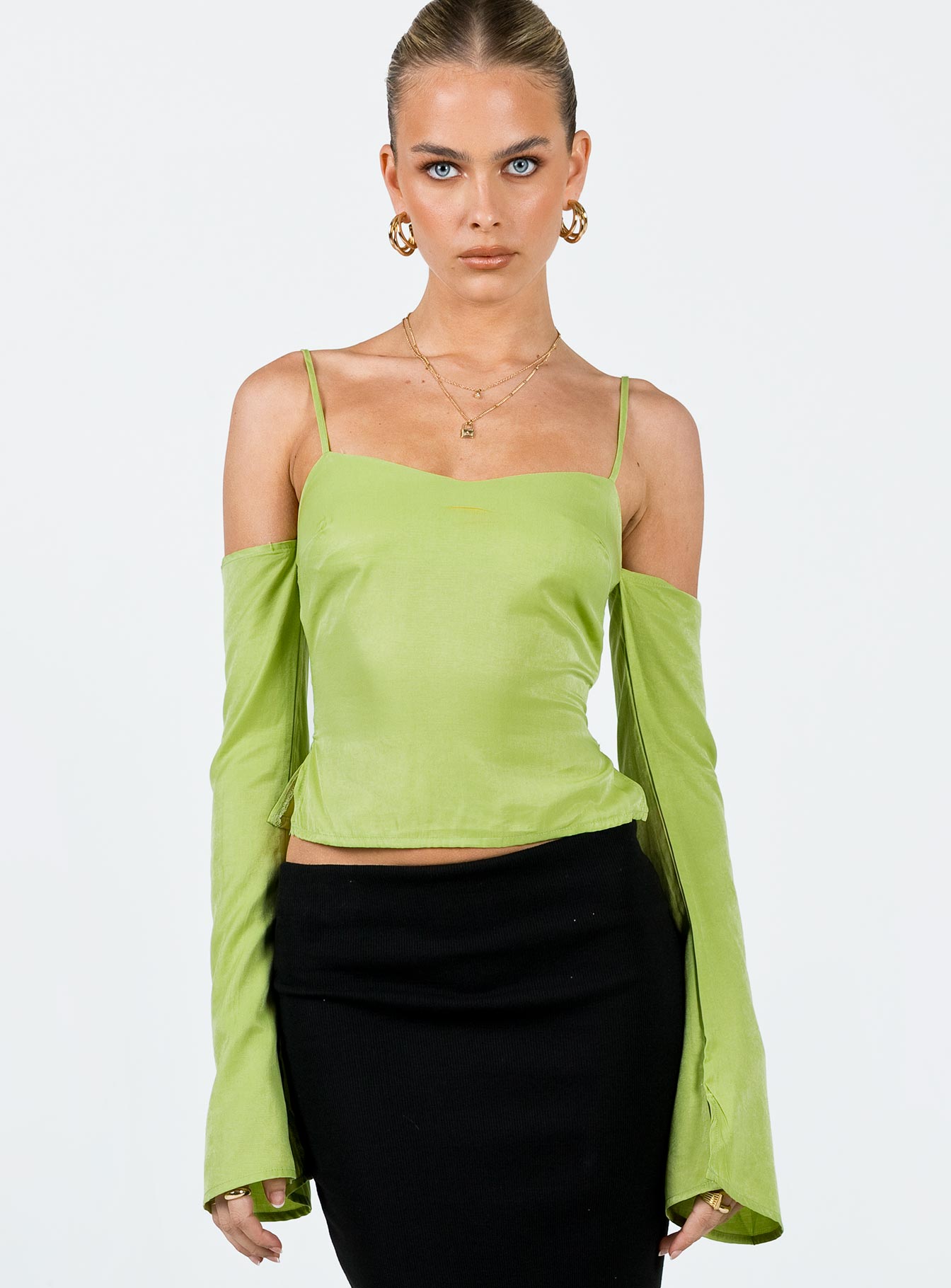 Cold Shoulder Top Green