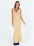 Princess Polly V-Neck  Nellie Maxi Dress Yellow / Red Floral