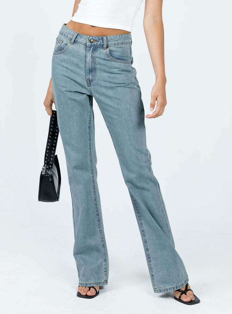 Womens washed denim zipped pants-