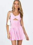 front view of model wearing Princess Polly Arden Mini Dress Pink 