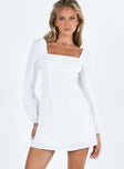 Princess Polly Square Neck  Hastings Long Sleeve Mini Dress White
