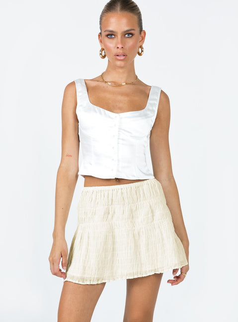 product Crinkle Cotton Mini Skirt Ivory Princess Polly  Mini Skirts 