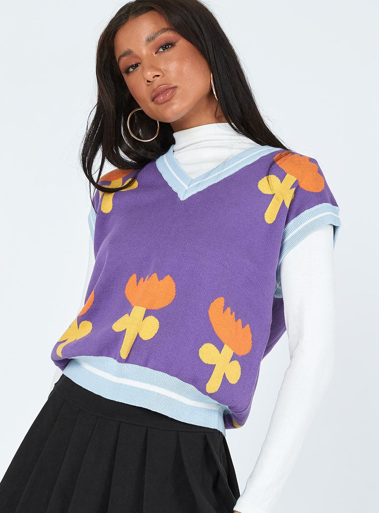 Flourishing Sweater Vest Purple
