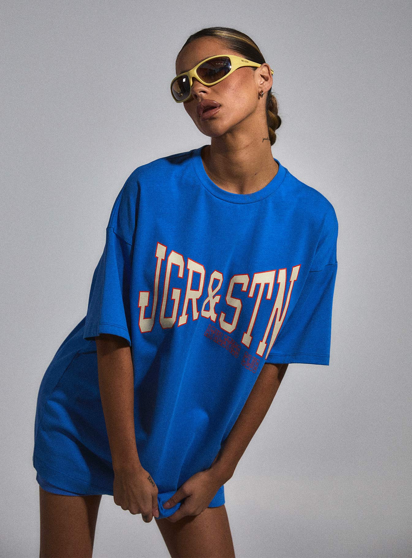 product Princess Polly Half Sleeves Half Sleeves Crew Neck Crew Neck  JGR & STN Home Run Oversized Tee Blue