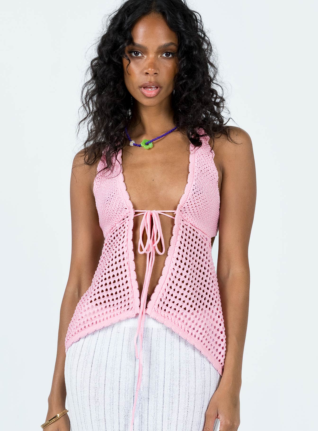 Pink cheap crochet top